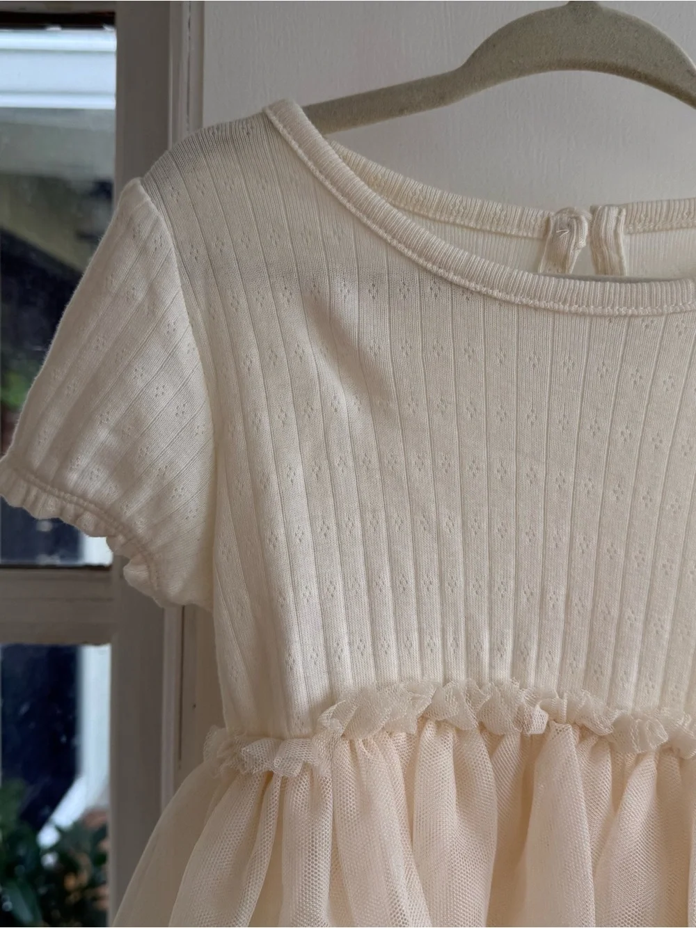 GAP Cream Tulle Peplum Baby Dress Bodysuit 18-24M